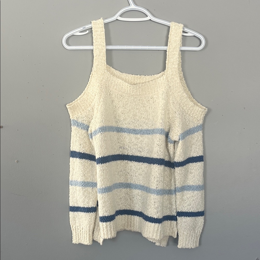 Cupcakes & Cashmere Cream and blue Knit Sweater XS
